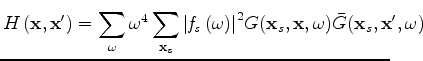 $\displaystyle \sum_{{\bf x}_{r}} G ({\bf x}, {\bf x}_{r},{\omega}) \bar G ({\bf x'}, {\bf x}_{r}, {\omega})
,$
