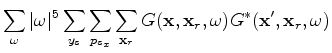 $\displaystyle \sum_{x_s} W({\bf x}_r,x_s ,y_s) f_s (\omega) G ({\bf x} ,x_s ,y_s,\omega) {\rm e}^{ i\omega p_{s_x} x_s }$