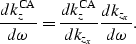 \begin{displaymath}
\frac{dk_z^{\rm CA}}{d\omega} = \frac{dk_z^{\rm CA}}{dk_{z_{x}}} \frac{dk_{z_{x}}}{d\omega}.\end{displaymath}