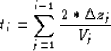 \begin{displaymath}
t_i=\sum_{j=1}^{i-1} \frac{2*\Delta z_j}{V_j}\end{displaymath}