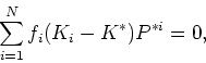 \begin{displaymath}
\sum_{i=1}^N f_i(\mu_i - \mu^*)Q^{*i} = 0.
\end{displaymath}