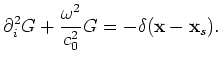 $\displaystyle G(\mathbf{x},\mathbf{x}_s,\omega) = \frac{1}{\sqrt{8\pi\omega c_0...
...\left\vert \mathbf{x}-\mathbf{x}_s \right\vert + \frac{\pi}{4} \right] \right).$