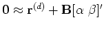 $ g^{(d)}_k \alpha
+s^{(d)}_k \beta + r^{(d)}_k = 0$