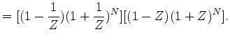 $\displaystyle H(Z)=(1-Z)(1+Z)^N$