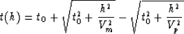 \begin{displaymath}
t(h)=t_0+\sqrt{t_0^2+{h^2\over V_m^2}}-\sqrt{t_0^2+{h^2\over V_p^2}}\end{displaymath}