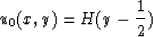 \begin{displaymath}
u_{0}(x,y)= H (y-{1 \over 2})\end{displaymath}