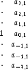 \begin{displaymath}
\begin{array}
{cc}
 \cdot & a_{ 3, 1} \\  \cdot & a_{ 2, 1} ...
 ...{-1, 1} \\  \cdot & a_{-2, 1} \\  \cdot & a_{-3, 1} \end{array}\end{displaymath}