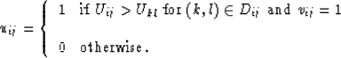 \begin{displaymath}
u_{ij}=\left\{
\begin{array}
{ll}
1 & \hbox{if} \ U_{ij} \gt...
 ...and}
\ v_{ij} = 1 \\ \\ 0 & \hbox{otherwise}.\end{array}\right.\end{displaymath}
