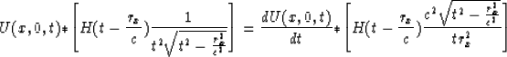 \begin{displaymath}
U(x,0,t) \ast \left[H(t-\frac{r_x}{c}) 
\frac{1}{t^2\sqrt{t^...
 ...{r_x}{c})
\frac{c^2\sqrt{t^2-\frac{r_x^2}{c^2}}}{tr_x^2}\right]\end{displaymath}