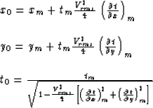\begin{displaymath}
\begin{array}
{l}
 x_0 = x_m + t_m \frac{V_{rms}^2}{4} 
 \le...
 ...frac{\partial t}{\partial y} \right)_m^2 \right]}}
 \end{array}\end{displaymath}