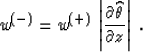 \begin{displaymath}
w^{(-)}= w^{(+)}\, 
\left\vert\partial \widehat{\theta} \over \partial z\right\vert\;.\end{displaymath}