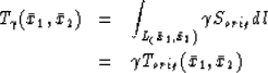 \begin{eqnarray}
T_{\gamma}(\bar{x}_1,\bar{x}_2) &=& \int_{L_(\bar{x}_1,\bar{x}_2)} \gamma S_{orig} dl \\  &=& \gamma T_{orig}(\bar{x}_1,\bar{x}_2)\end{eqnarray}