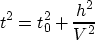 \begin{displaymath}
t^2 = t_0^2 + \frac{h^2}{V^2}\end{displaymath}