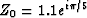 $Z_0 = 1.1e^{i\pi/5}$