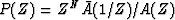 $P(Z) = Z^N \bar{A}(1/Z)/A(Z)$
