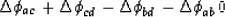 \begin{displaymath}
\Delta \phi_{ac} + \Delta \phi_{cd} - \Delta \phi_{bd} - \Delta \phi_{ab}
\eq 0\end{displaymath}