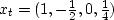 $x_t = (1, -{1 \over 2}, 0, {1 \over 4})$