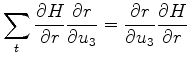 $\displaystyle \sum_t ({\rm FT}^{-1} \ D(\omega)\ \frac{\partial}{\partial u_3}\ e^{U(Z)} )_t \ H'(r_t)$