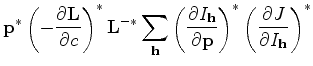 $\displaystyle {\bf p}^* \left(-\frac{\partial {\bf L}}{\partial c}\right)^* {\b...
...\partial {\bf p}}\right)^* \left(\frac{\partial J}{\partial I_{\bf h}}\right)^*$