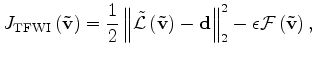 $\displaystyle {J_{\rm TFWI}}\left({\bf {\tilde{{v}}}}\right) = \frac{1}{2} \lef...
...- {\bf d} \right\Vert^2_2 - \epsilon {\cal F}\left({\bf {\tilde{{v}}}}\right) ,$