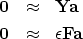 \begin{eqnarray}
\bf 0&\approx&\bold Y \bold a \\  \nonumber
\bf 0&\approx&\epsilon \bold F \bold a \end{eqnarray}