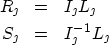 \begin{eqnarray}
R_{\jmath} & = & I_{\jmath} L_{\jmath} \\  S_{\jmath} & = & I^{-1}_{\jmath} L_{\jmath}\end{eqnarray}