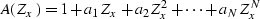 \begin{displaymath}
 A(Z_x) = 1 + a_1 Z_x + a_2 Z_x^2 + \cdots + a_N Z_x^N\end{displaymath}