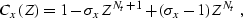 \begin{displaymath}
C_x (Z) = 1 - \sigma_x Z^{N_t + 1} + (\sigma_x - 1) Z^{N_t}\;,\end{displaymath}