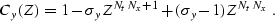 \begin{displaymath}
C_y (Z) = 1 - \sigma_y Z^{N_t N_x + 1} + (\sigma_y - 1) Z^{N_t N_x}\;.\end{displaymath}