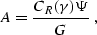 \begin{displaymath}
A={{C_R(\gamma) \Psi}\over G}\;,\end{displaymath}