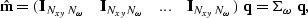 \begin{displaymath}
\hat{\bf m} = \left( 
\matrix{{\bf I}_{N_{xy}N_{\omega}} &{\...
 ...\omega}}}
\right) \; {\bf q} = {\bf \Sigma}_{\omega}\; {\bf q},\end{displaymath}