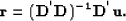 \begin{displaymath}
\bf r=(D^{'}D)^{-1}D^{'}u. \nonumber\end{displaymath}