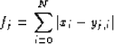 \begin{displaymath}
f_j=\sum_{i=0}^N \vert x_i-y_{j,i}\vert\end{displaymath}