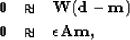 \begin{eqnarray}
\bf 0&\approx&\bf W ( \bf d- \bf m)
\  \nonumber
\bf 0&\approx&\epsilon \bf A\bf m,\end{eqnarray}
