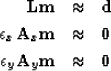 \begin{eqnarray}
\bf Lm &\approx& \bf d
\\  \epsilon_x \bold A_x \bold m &\approx& \bf 0
\\  \epsilon_y \bold A_y \bold m &\approx& \bf 0\end{eqnarray}