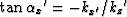 $\tan \alpha_x{'}= -k_{x{'}}/k_z{'}$