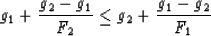 \begin{displaymath}
g_1 + \frac{g_2-g_1}{F_2} \le g_2 + \frac{g_1-g_2}{F_1}
 \end{displaymath}