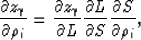 \begin{displaymath}
\frac{\partial z_\gamma}{\partial \rho_{i}}
=
\frac{\partial...
 ...{\partial L}{\partial S} 
\frac{\partial S}{\partial \rho_{i}},\end{displaymath}