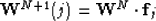 \begin{displaymath}
\mathbf{W}^{N+1}(j)=\mathbf{W}^N\cdot \mathbf{f}_j\end{displaymath}