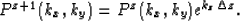 \begin{displaymath}
P^{z+1}(k_x,k_y)=P^{z}(k_x,k_y)e^{k_z\Delta z}.
 \end{displaymath}