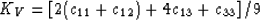 \begin{displaymath}
K_V = \left[2(c_{11}+c_{12}) +4c_{13}+c_{33}\right]/9
 \end{displaymath}