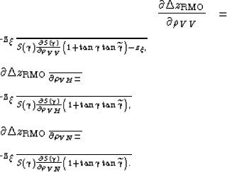\begin{eqnarray}
\frac{\partial z_\gamma}{\partial \rho_V_V}
&=&

-\frac{z_\xi}{...
 ...al \rho_V_N} 
\left(1 + \tan \gamma\tan \widetilde{\gamma}\right).\end{eqnarray}