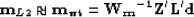 \begin{displaymath}
{\bf m}_{L2} \approx \bf m_{\rm wt} = {\bf W_{m}}^{-1} \bf Z' \bf L' \bf d\end{displaymath}