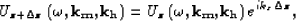 \begin{displaymath}
U_{z+\Delta z} \left (\omega,{\bf k_m},{\bf k_h} \right ) =
...
 ...} \left (\omega,{\bf k_m},{\bf k_h} \right ) e^{ik_z \Delta z},\end{displaymath}