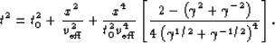 \begin{displaymath}
t^2 = t_0^2 + \frac{x^2}{v_{\rm eff}^2} + \frac{x^4}{t_0^2 v...
 ...)}{4 \left( \gamma^{1/2} + \gamma^{-1/2} \right ) ^4} \right ].\end{displaymath}