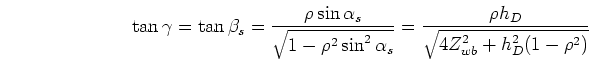 $\tan\gamma=\frac{h_D}{2Z_{wb}}$