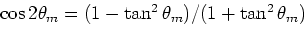 \begin{displaymath}
\sin^2\theta_m = \frac{c_{33}-c_{44}}{c_{11} + c_{33} - 2c_{44}} = 1 - \cos^2\theta_m
\end{displaymath}