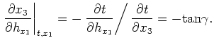 $\displaystyle {\rm tan}\gamma = - \frac{k_{h_{x_1}}}{k_{x_3}},$