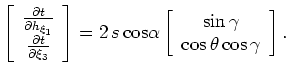 $\displaystyle {\rm tan}\, \gamma = - {\rm cos} \,\theta \,\frac{\partial \xi_3}{\partial h_{\xi_1}}.$