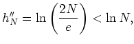 $\displaystyle I_M = - \left(h_M^\prime + h_M^{\prime\prime}\right) = -\frac{1}{2}\ln E_M + \int_0^M P(n)\ln P(n) dn.$